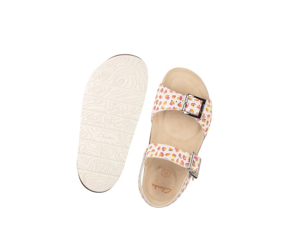 Clarks River Sand Wildleder Lässige Sandalen Mädchen Weiß | NKCS60182