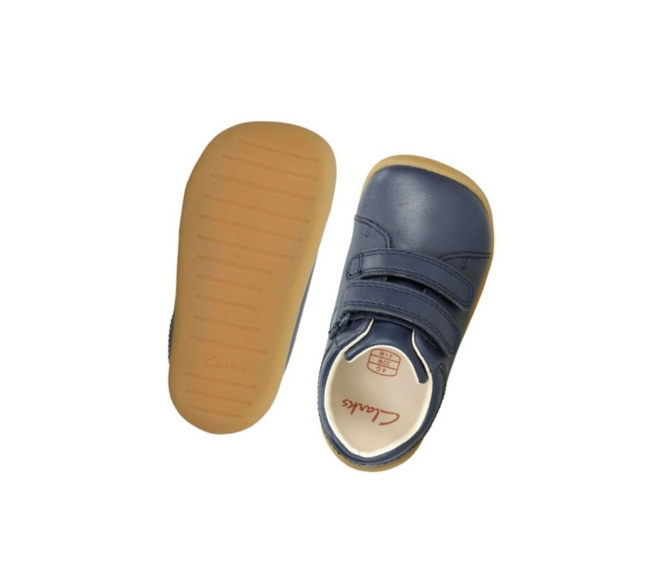 Clarks Roamer Craft Leder Wanderschuhe Mädchen Navy | VCYR48713