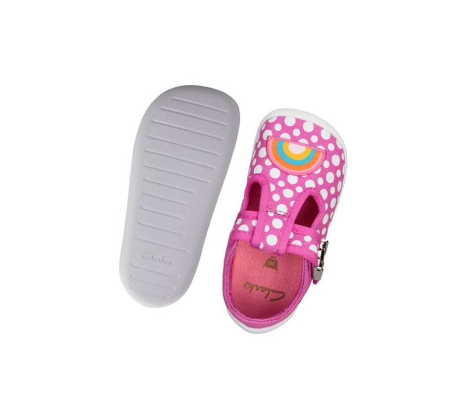 Clarks Roamer Sun T-bar Freizeitschuhe Jungen Rosa | LKAN85241