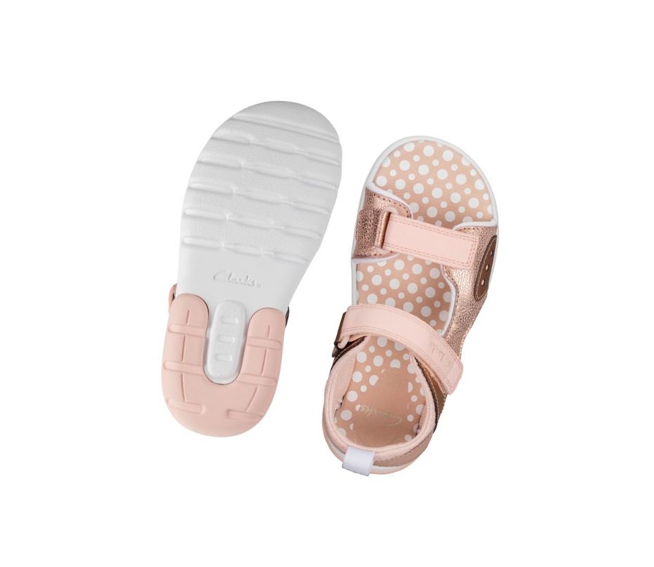 Clarks Rocco Tide Leder Lässige Sandalen Jungen Rosa | ANUP06374