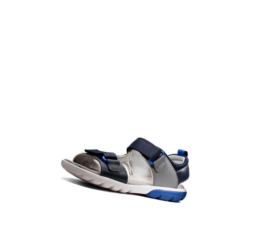 Clarks Rocco Tide Leder Lässige Sandalen Jungen Navy | ESBA85174
