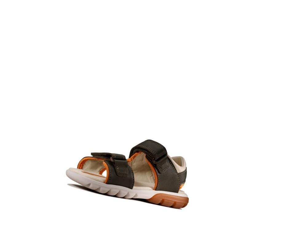 Clarks Rocco Wave Leder Lässige Sandalen Jungen Khaki | SYIK36874