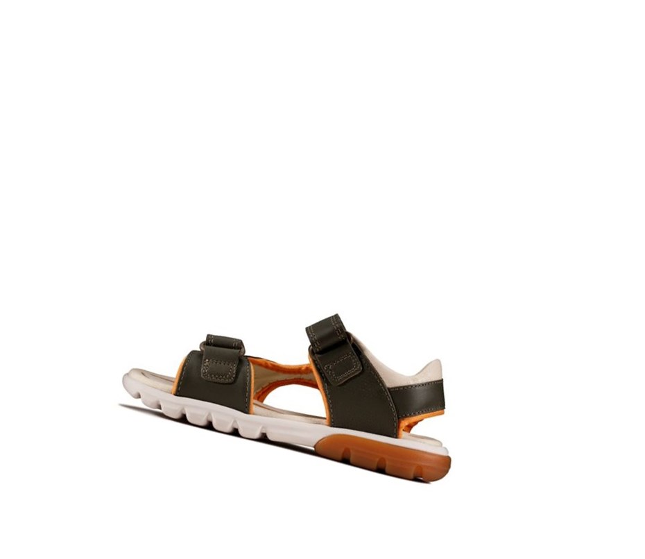 Clarks Rocco Wave Leder Lässige Sandalen Jungen Khaki | SYIK36874