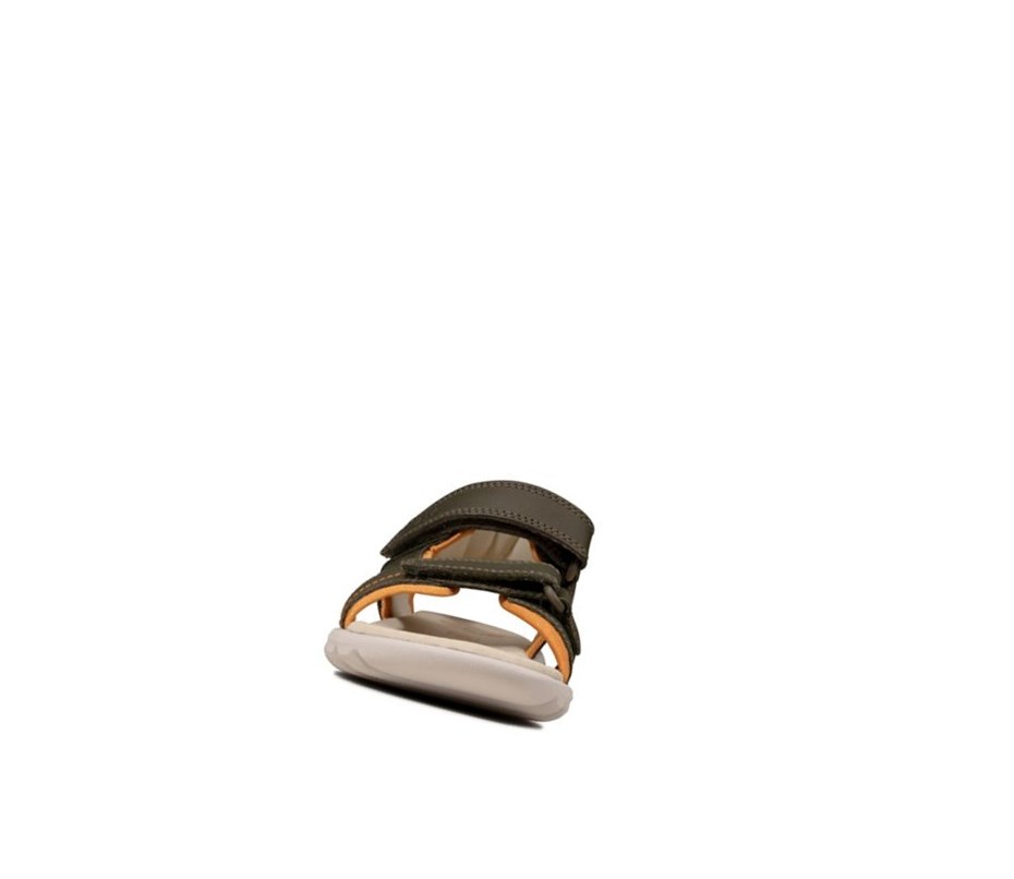 Clarks Rocco Wave Leder Lässige Sandalen Jungen Khaki | YEDH83472