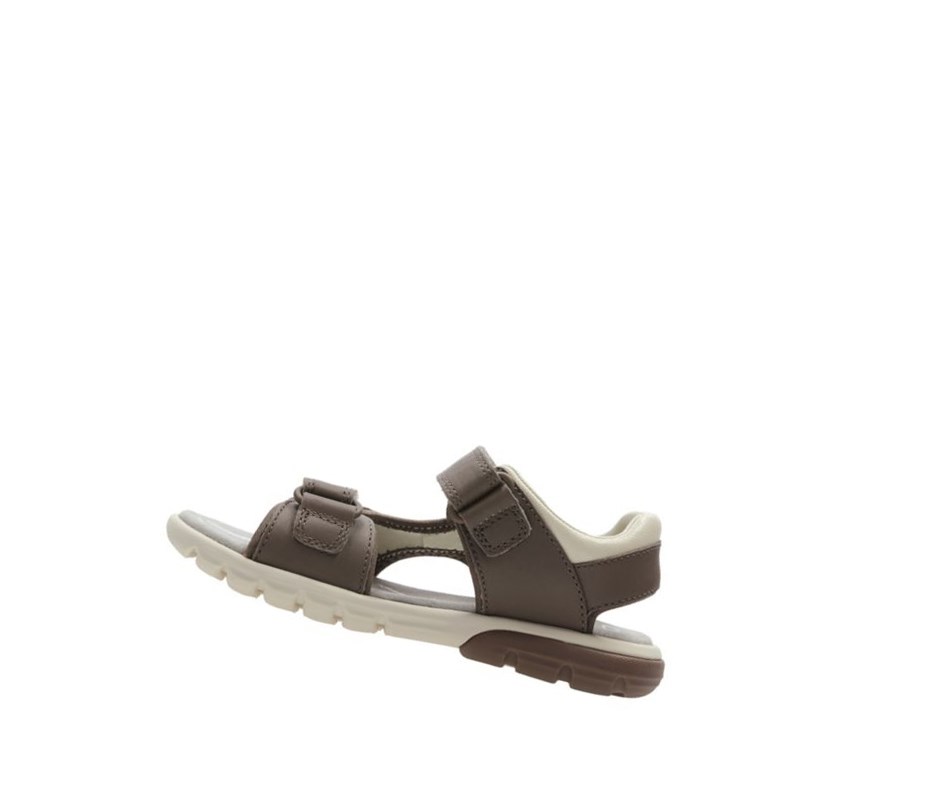 Clarks Rocco Wave Leder Lässige Sandalen Jungen Dunkelbraun | YMGZ97320