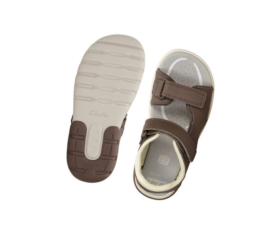 Clarks Rocco Wave Leder Lässige Sandalen Jungen Dunkelbraun | YMGZ97320