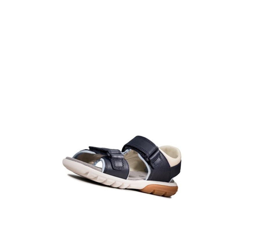 Clarks Rocco Wave Textil Lässige Sandalen Jungen Navy | RYIP51306
