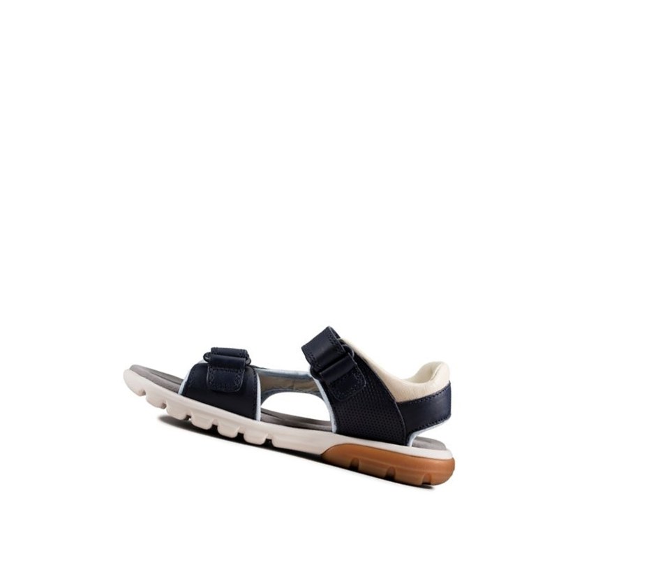 Clarks Rocco Wave Textil Lässige Sandalen Jungen Navy | RYIP51306