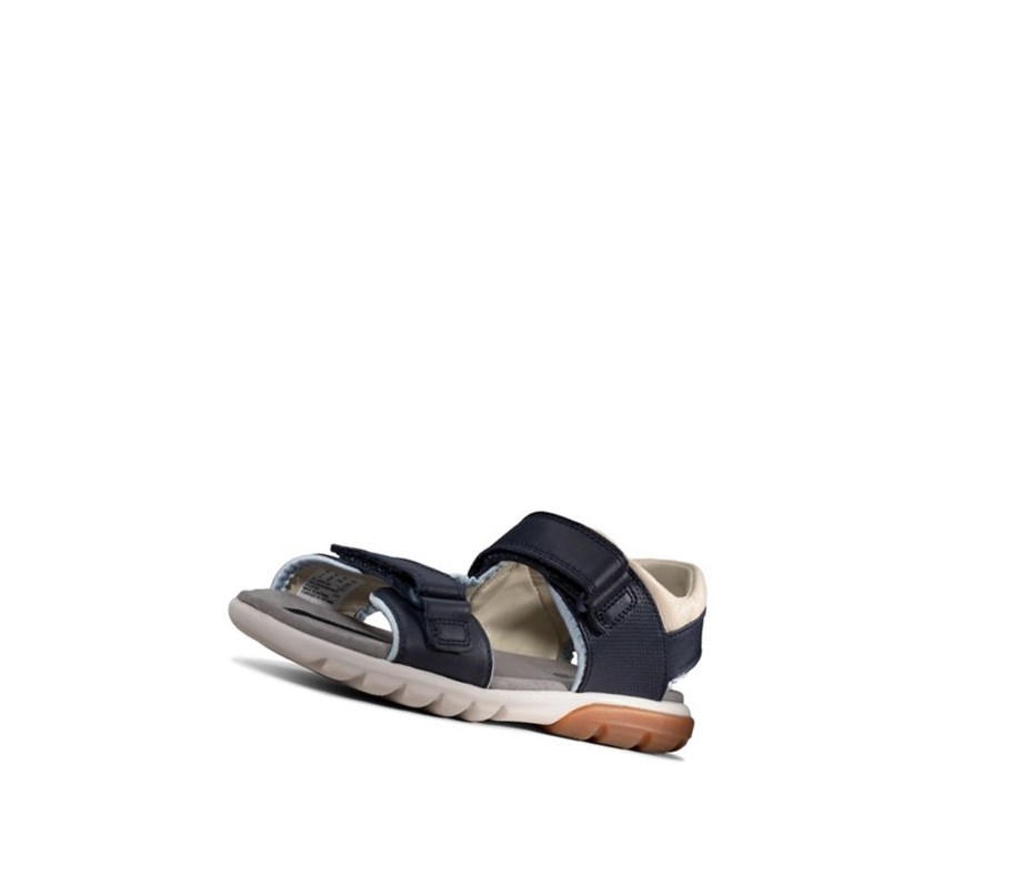 Clarks Rocco Wave Textil Lässige Sandalen Jungen Navy | SQVK26701
