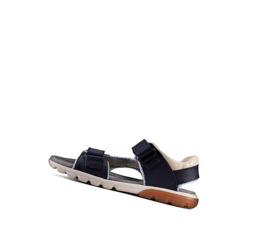 Clarks Rocco Wave Textil Lässige Sandalen Jungen Navy | SQVK26701