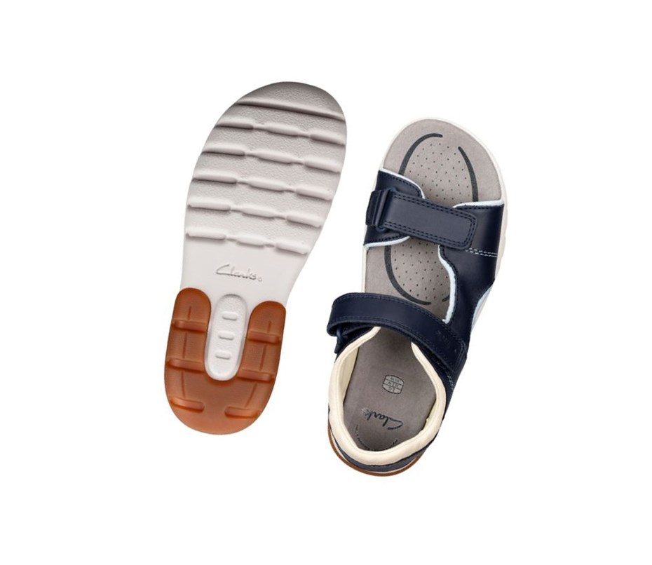 Clarks Rocco Wave Textil Lässige Sandalen Jungen Navy | SQVK26701