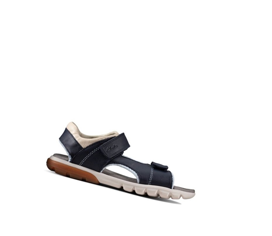 Clarks Rocco Wave Textil Lässige Sandalen Jungen Navy | SQVK26701
