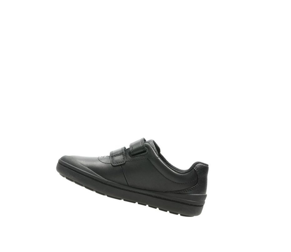 Clarks Rock Play Leder Schulschuhe Jungen Schwarz | OBUR57463