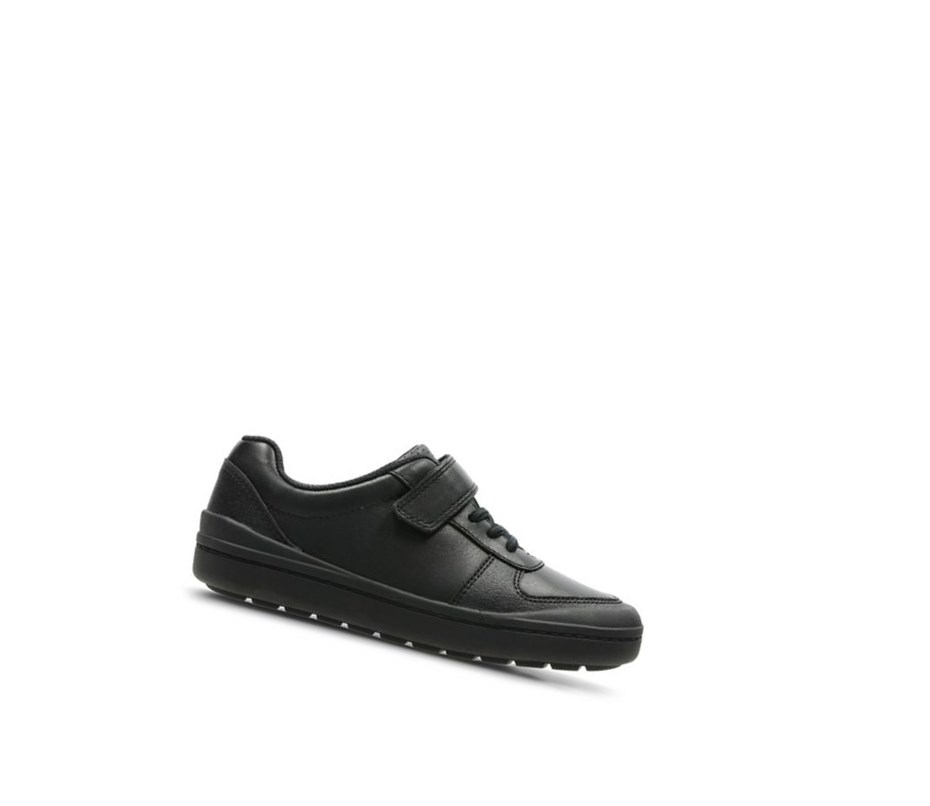 Clarks Rock Verve Leder Schulschuhe Jungen Schwarz | XMPU15302