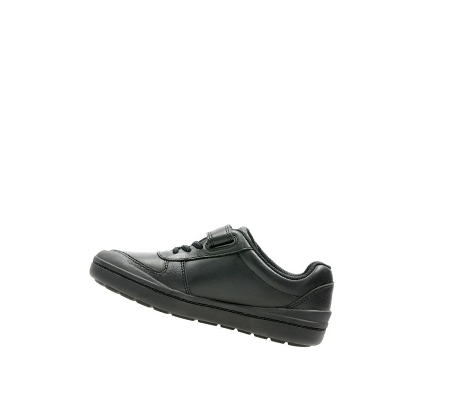 Clarks Rock Verve Leder Schulschuhe Mädchen Schwarz | ZPLB02561