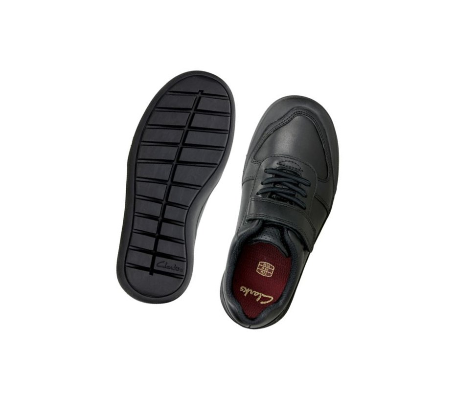 Clarks Rock Verve Leder Schulschuhe Mädchen Schwarz | ZPLB02561