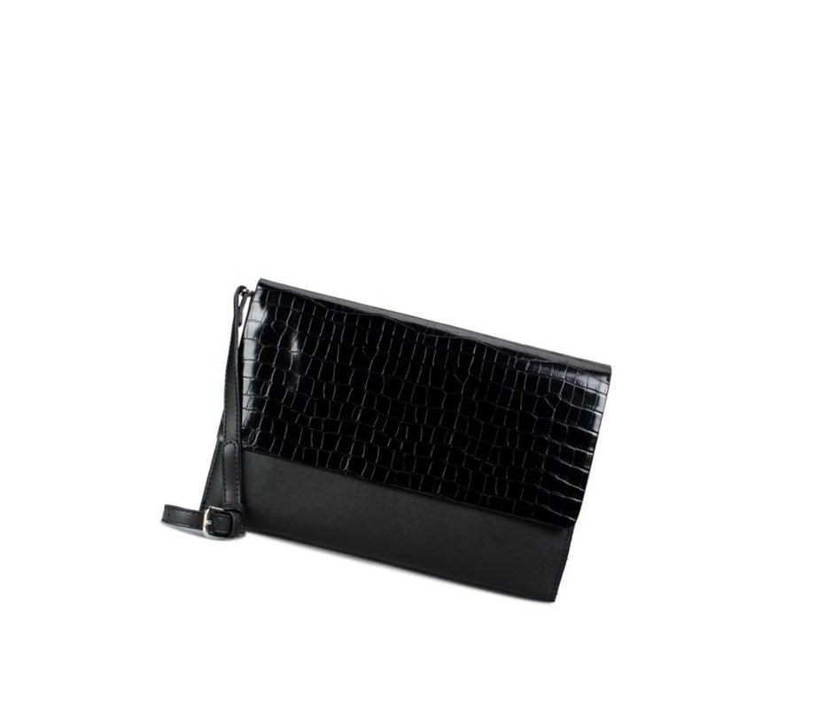 Clarks Roslyn Sky Croc crossbody taschen Damen Schwarz | LIHO82176