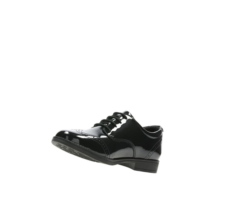 Clarks Sami Walk Lack Schulschuhe Mädchen Schwarz | QMLZ50183