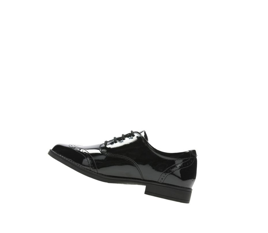 Clarks Sami Walk Lack Schulschuhe Mädchen Schwarz | QMLZ50183