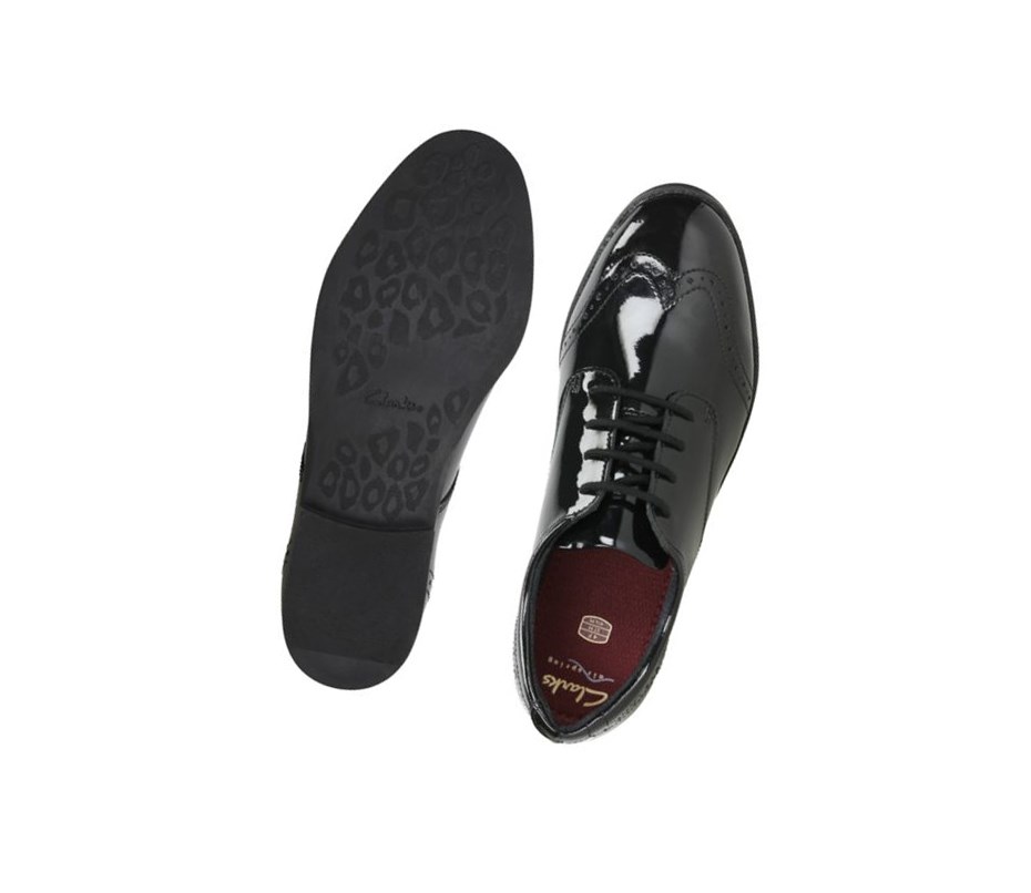 Clarks Sami Walk Lack Schulschuhe Mädchen Schwarz | QMLZ50183