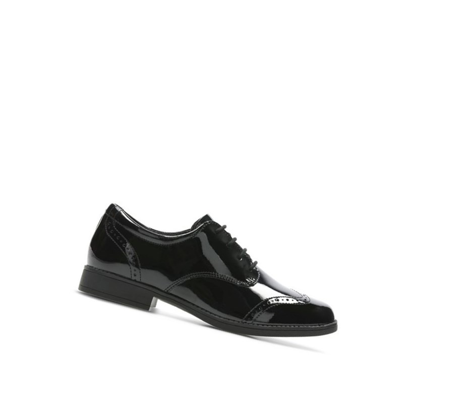 Clarks Sami Walk Lack Schulschuhe Mädchen Schwarz | QMLZ50183