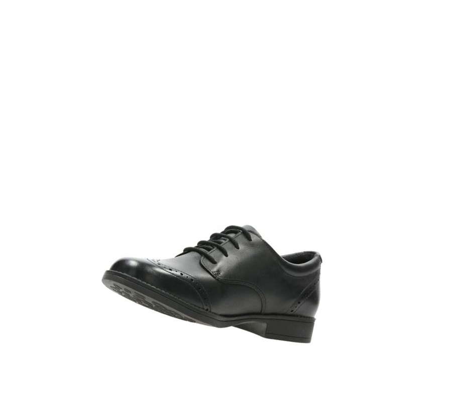 Clarks Sami Walk Leder Schulschuhe Mädchen Schwarz | GWKY45038