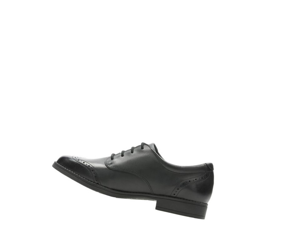 Clarks Sami Walk Leder Schulschuhe Mädchen Schwarz | GWKY45038