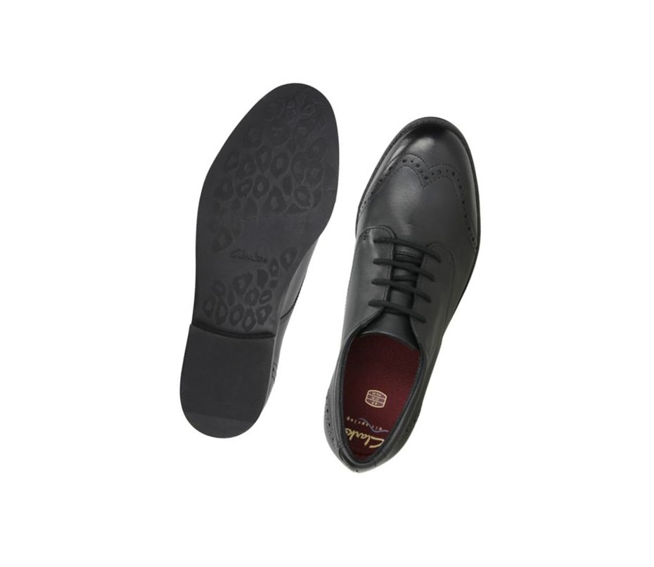 Clarks Sami Walk Leder Schulschuhe Mädchen Schwarz | GWKY45038