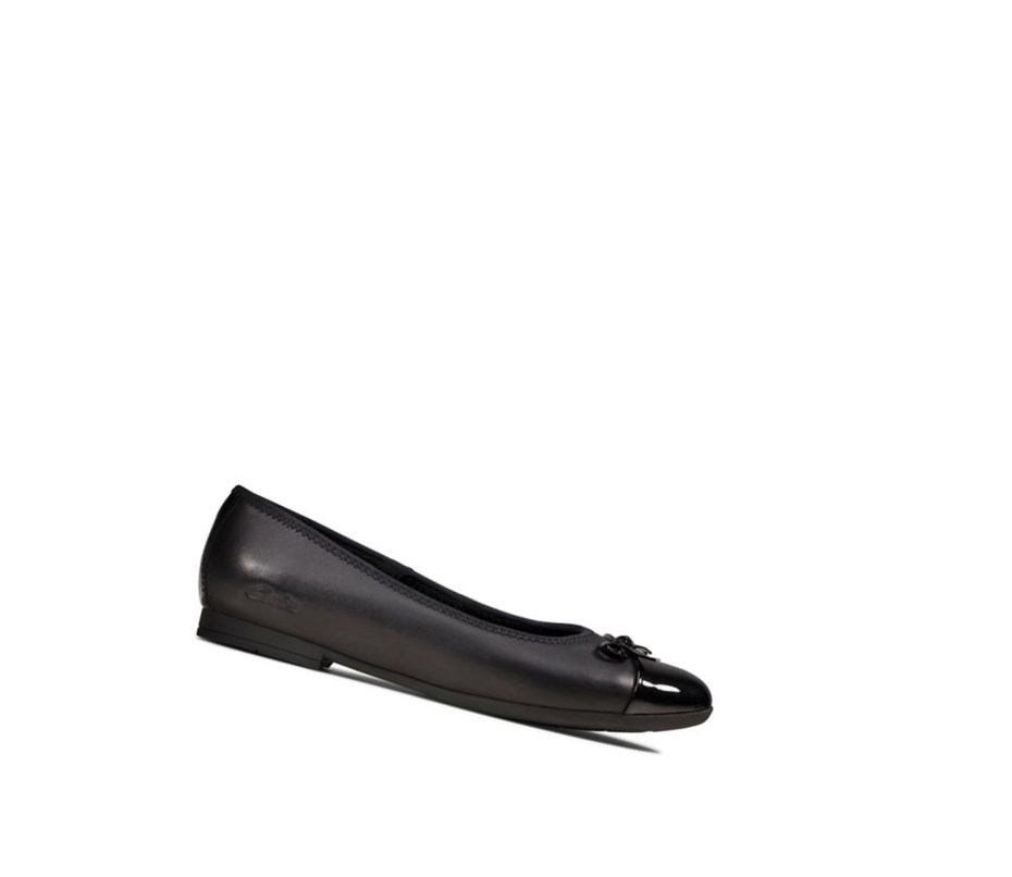 Clarks Scala Bloom Leder Schulschuhe Mädchen Schwarz | VQZC62517