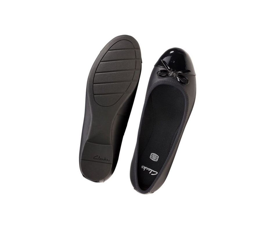 Clarks Scala Bloom Leder Schulschuhe Mädchen Schwarz | XUAS05143
