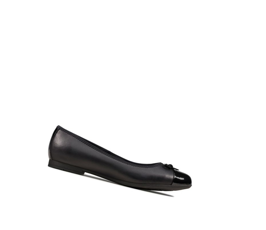 Clarks Scala Bloom Leder Schulschuhe Mädchen Schwarz | XUAS05143