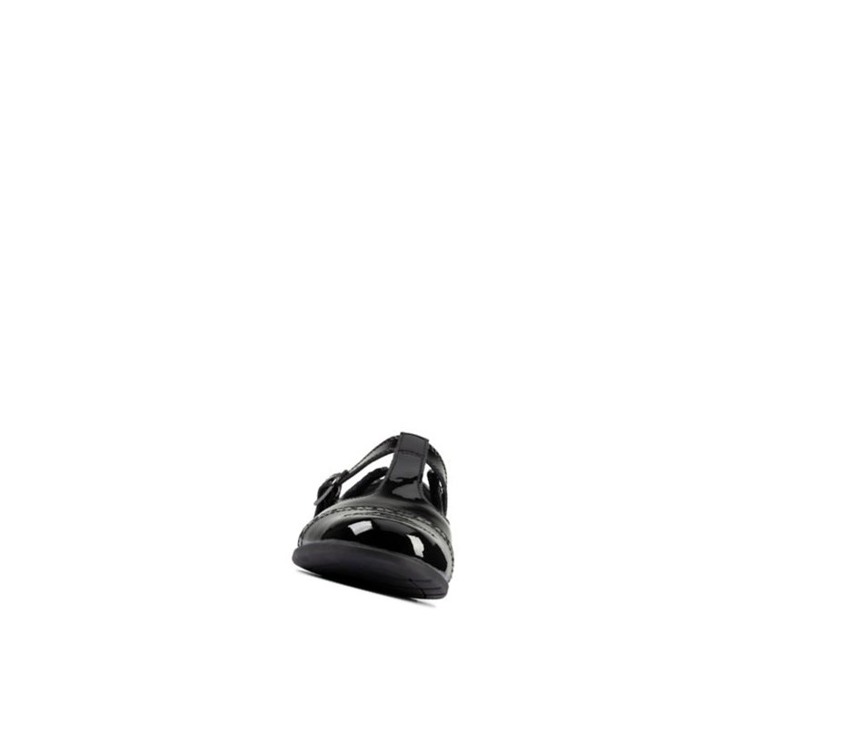 Clarks Scala Hope Lack Leder Schulschuhe Mädchen Schwarz | UBKH29803