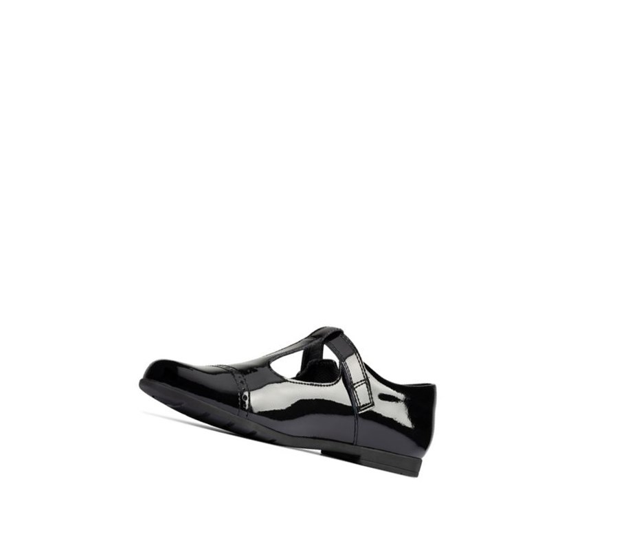 Clarks Scala Hope Lack Leder Schulschuhe Mädchen Schwarz | UBKH29803