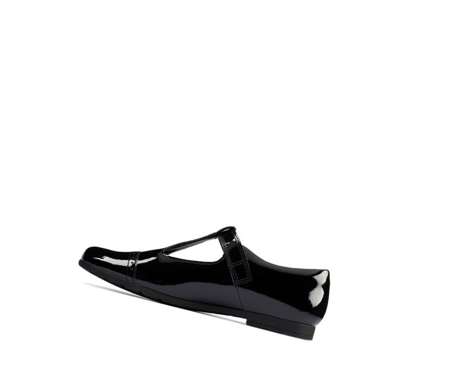 Clarks Scala Hope Lack Leder Schulschuhe Mädchen Schwarz | UBKH29803