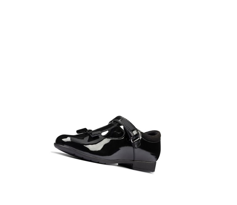 Clarks Scala Hope Lack Leder Schulschuhe Mädchen Schwarz | XAGL20153