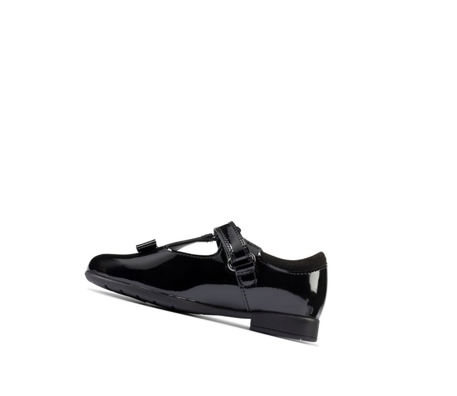 Clarks Scala Hope Lack Leder Schulschuhe Mädchen Schwarz | XAGL20153