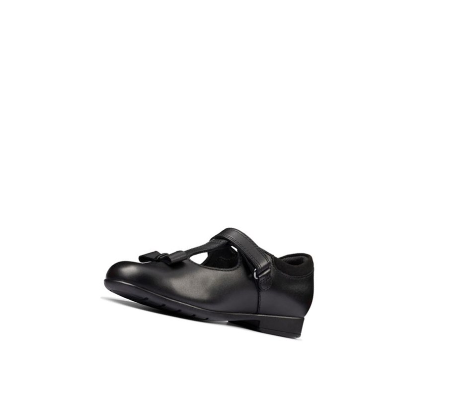 Clarks Scala Hope Leder Schulschuhe Mädchen Schwarz | CIWL60981