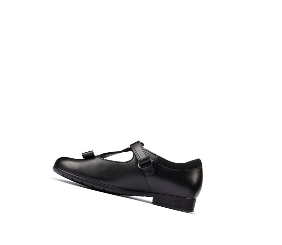 Clarks Scala Hope Leder Schulschuhe Mädchen Schwarz | CIWL60981
