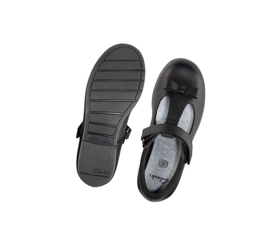 Clarks Scala Hope Leder Schulschuhe Mädchen Schwarz | CIWL60981
