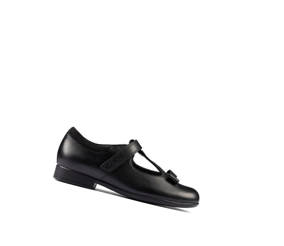 Clarks Scala Hope Leder Schulschuhe Mädchen Schwarz | CIWL60981