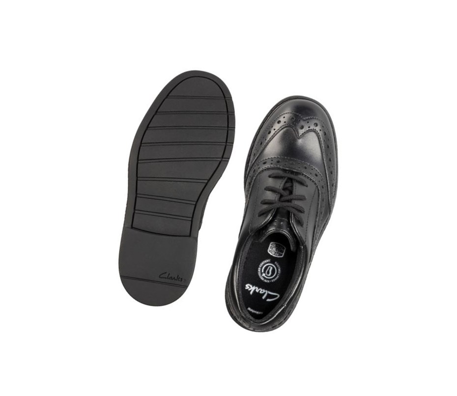 Clarks Scala Leder Schulschuhe Jungen Schwarz | UREL14230