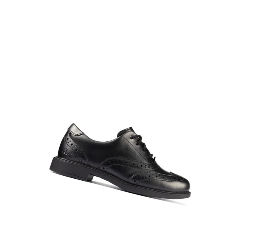 Clarks Scala Leder Schulschuhe Jungen Schwarz | UREL14230