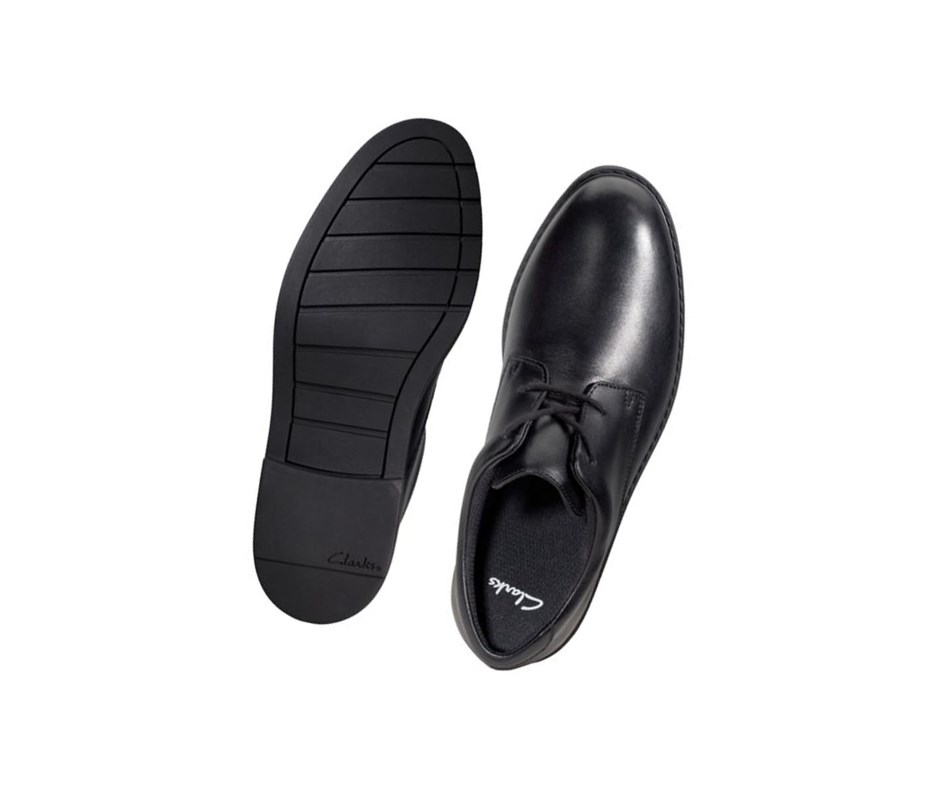 Clarks Scala Loop Leder Schulschuhe Jungen Schwarz | VNXD02489