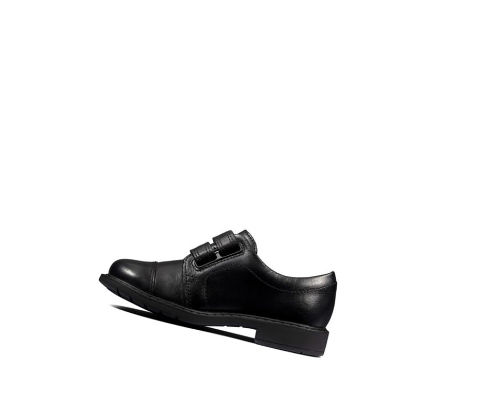 Clarks Scala Skye Leder Lederschuhe Jungen Schwarz | QAXI87062
