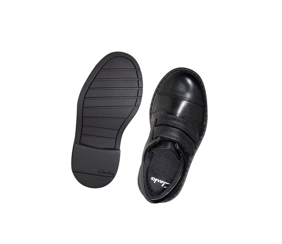 Clarks Scala Skye Leder Lederschuhe Jungen Schwarz | QAXI87062