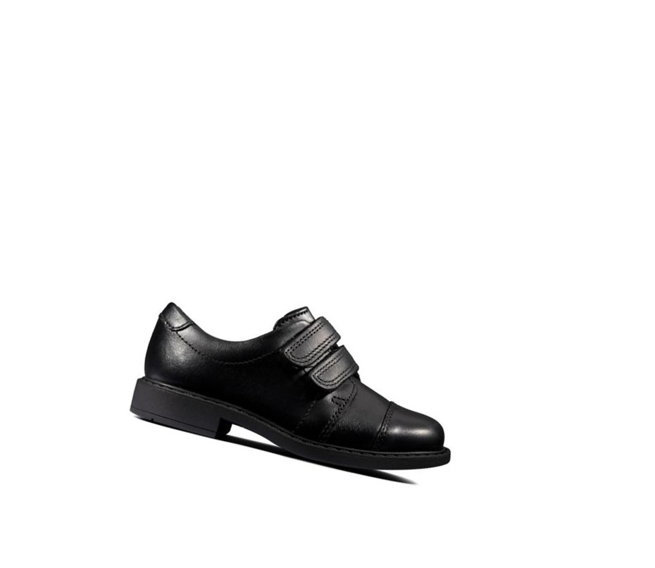 Clarks Scala Skye Leder Lederschuhe Jungen Schwarz | QAXI87062