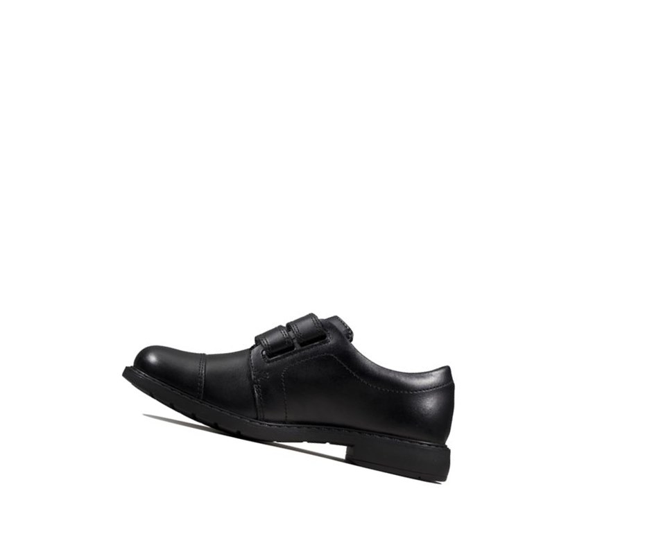 Clarks Scala Skye Leder Schulschuhe Jungen Schwarz | MSLG13762