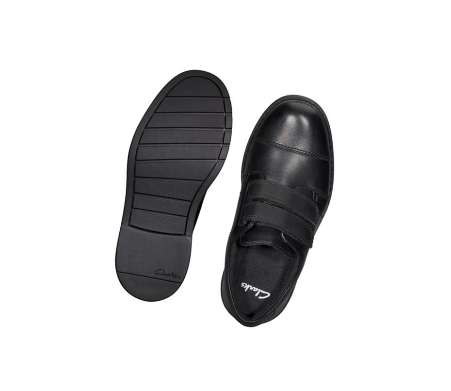 Clarks Scala Skye Leder Schulschuhe Jungen Schwarz | MSLG13762