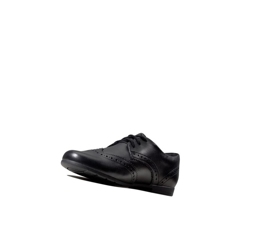 Clarks Scala Spitze Leder Schulschuhe Mädchen Schwarz | GAWT47580