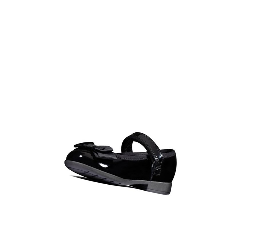 Clarks Scala Tap Lack Textil Freizeitschuhe Mädchen Schwarz | ZGEO45763